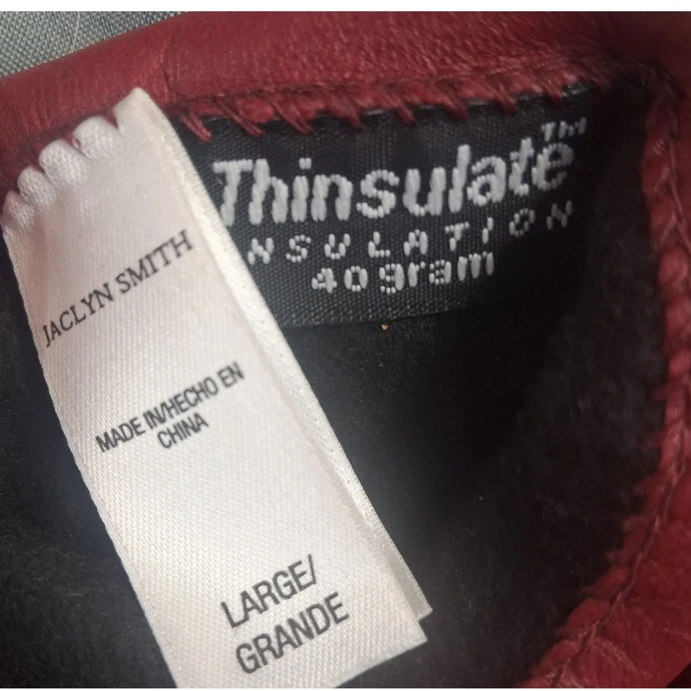Jaclyn Smith Women‎ Leather Gloves Thinsulate Insulation Red Size Large